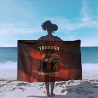 Taharqa Sarong with Warrior Portrait, Lion of Kush Title and Bold Red Defender of Africa - Wonder Print Shop