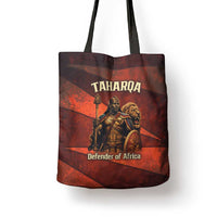 Taharqa Tote Bag with Warrior Portrait, Lion of Kush Title and Bold Red Defender of Africa - Wonder Print Shop