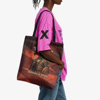Taharqa Tote Bag with Warrior Portrait, Lion of Kush Title and Bold Red Defender of Africa - Wonder Print Shop