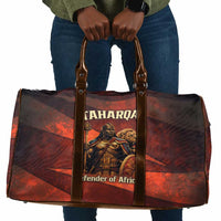 Taharqa Travel Bag with Warrior Portrait, Lion of Kush Title and Bold Red Defender of Africa - Wonder Print Shop