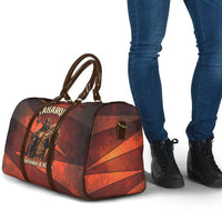 Taharqa Travel Bag with Warrior Portrait, Lion of Kush Title and Bold Red Defender of Africa - Wonder Print Shop