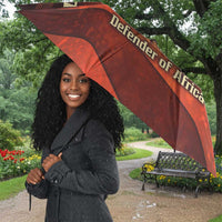 Taharqa Umbrella with Warrior Portrait, Lion of Kush Title and Bold Red Defender of Africa - Wonder Print Shop