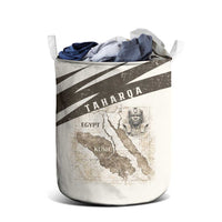 Taharqa Laundry Basket with Ancient Map Illustration, King of Two Lands Title and Kush Egypt Temple - Wonder Print Shop
