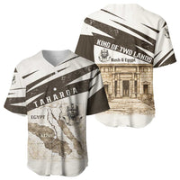 Taharqa Baseball Jersey with Ancient Map Illustration, King of Two Lands Title and Kush Egypt Temple - Wonder Print Shop
