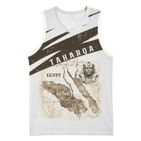 Taharqa Basketball Jersey with Ancient Map Illustration, King of Two Lands Title and Kush Egypt Temple - Wonder Print Shop