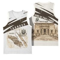 Taharqa Basketball Jersey with Ancient Map Illustration, King of Two Lands Title and Kush Egypt Temple - Wonder Print Shop