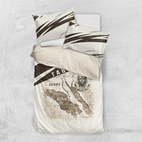 Taharqa Bedding Set with Ancient Map Illustration, King of Two Lands Title and Kush Egypt Temple - Wonder Print Shop