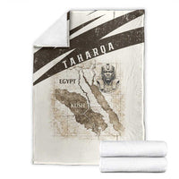 Taharqa Blanket with Ancient Map Illustration, King of Two Lands Title and Kush Egypt Temple - Wonder Print Shop