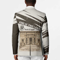 Taharqa Blazer with Ancient Map Illustration, King of Two Lands Title and Kush Egypt Temple - Wonder Print Shop