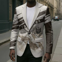 Taharqa Blazer with Ancient Map Illustration, King of Two Lands Title and Kush Egypt Temple - Wonder Print Shop