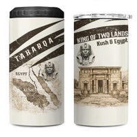 Taharqa 4 in 1 Can Cooler Tumbler with Ancient Map Illustration, King of Two Lands Title and Kush Egypt Temple - Wonder Print Shop