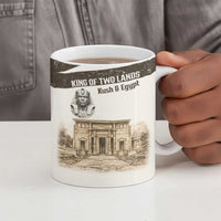 Taharqa Ceramic Mug with Ancient Map Illustration, King of Two Lands Title and Kush Egypt Temple - Wonder Print Shop