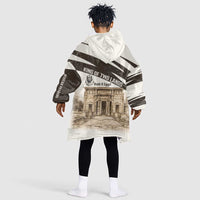Taharqa Kid Wearable Blanket Hoodie with Ancient Map Illustration, King of Two Lands Title and Kush Egypt Temple - Wonder Print Shop