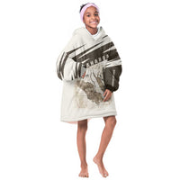 Taharqa Kid Wearable Blanket Hoodie with Ancient Map Illustration, King of Two Lands Title and Kush Egypt Temple - Wonder Print Shop