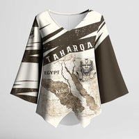 Taharqa Kimono Sleeve Blouse with Ancient Map Illustration, King of Two Lands Title and Kush Egypt Temple - Wonder Print Shop