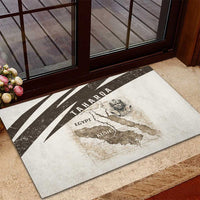 Taharqa Rubber Doormat with Ancient Map Illustration, King of Two Lands Title and Kush Egypt Temple - Wonder Print Shop