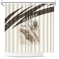 Taharqa Shower Curtain with Ancient Map Illustration, King of Two Lands Title and Kush Egypt Temple - Wonder Print Shop