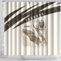 Taharqa Shower Curtain with Ancient Map Illustration, King of Two Lands Title and Kush Egypt Temple - Wonder Print Shop