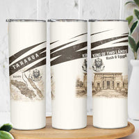 Taharqa Skinny Tumbler with Ancient Map Illustration, King of Two Lands Title and Kush Egypt Temple - Wonder Print Shop