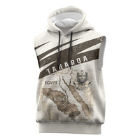 Taharqa Sleeveless Hoodie with Ancient Map Illustration, King of Two Lands Title and Kush Egypt Temple - Wonder Print Shop