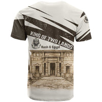 Taharqa T shirt with Ancient Map Illustration, King of Two Lands Title and Kush Egypt Temple - Wonder Print Shop
