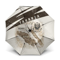Taharqa Umbrella with Ancient Map Illustration, King of Two Lands Title and Kush Egypt Temple - Wonder Print Shop