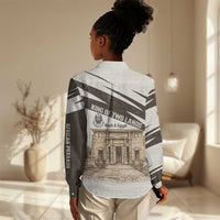 Taharqa Women Casual Shirt with Ancient Map Illustration, King of Two Lands Title and Kush Egypt Temple - Wonder Print Shop