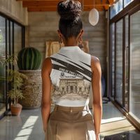 Taharqa Women Sleeveless Polo Shirt with Ancient Map Illustration, King of Two Lands Title and Kush Egypt Temple - Wonder Print Shop