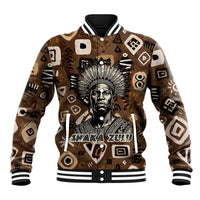 Shaka Zulu Baseball Jacket Monochrome Portrait Zulu Kingdom Heritage Unconquered Spirit Warrior Legacy Theme - Wonder Print Shop