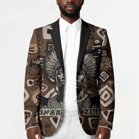 Shaka Zulu Blazer Monochrome Portrait Zulu Kingdom Heritage Unconquered Spirit Warrior Legacy Theme - Wonder Print Shop