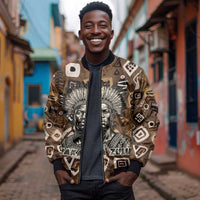 Shaka Zulu Bomber Jacket Monochrome Portrait Zulu Kingdom Heritage Unconquered Spirit Warrior Legacy Theme - Wonder Print Shop