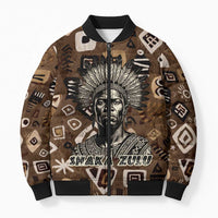 Shaka Zulu Bomber Puffer Jacket Monochrome Portrait Zulu Kingdom Heritage Unconquered Spirit Warrior Legacy Theme - Wonder Print Shop