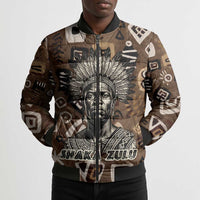 Shaka Zulu Bomber Puffer Jacket Monochrome Portrait Zulu Kingdom Heritage Unconquered Spirit Warrior Legacy Theme - Wonder Print Shop