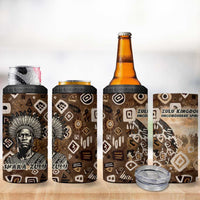 Shaka Zulu 4 in 1 Can Cooler Tumbler Monochrome Portrait Zulu Kingdom Heritage Unconquered Spirit Warrior Legacy Theme - Wonder Print Shop