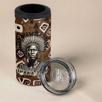 Shaka Zulu 4 in 1 Can Cooler Tumbler Monochrome Portrait Zulu Kingdom Heritage Unconquered Spirit Warrior Legacy Theme - Wonder Print Shop