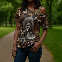 Shaka Zulu Cross Shoulder Shirt Monochrome Portrait Zulu Kingdom Heritage Unconquered Spirit Warrior Legacy Theme - Wonder Print Shop