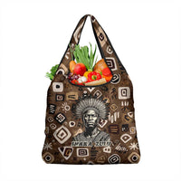 Shaka Zulu Grocery Bag Monochrome Portrait Zulu Kingdom Heritage Unconquered Spirit Warrior Legacy Theme - Wonder Print Shop