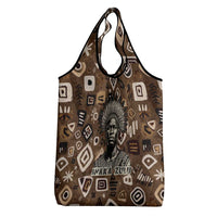 Shaka Zulu Grocery Bag Monochrome Portrait Zulu Kingdom Heritage Unconquered Spirit Warrior Legacy Theme - Wonder Print Shop