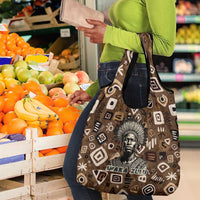 Shaka Zulu Grocery Bag Monochrome Portrait Zulu Kingdom Heritage Unconquered Spirit Warrior Legacy Theme - Wonder Print Shop