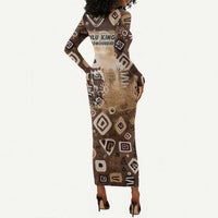 Shaka Zulu Long Sleeve Bodycon Dress Monochrome Portrait Zulu Kingdom Heritage Unconquered Spirit Warrior Legacy Theme - Wonder Print Shop