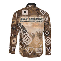 Shaka Zulu Long Sleeve Button Shirt Monochrome Portrait Zulu Kingdom Heritage Unconquered Spirit Warrior Legacy Theme - Wonder Print Shop