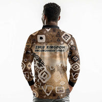 Shaka Zulu Long Sleeve Polo Shirt Monochrome Portrait Zulu Kingdom Heritage Unconquered Spirit Warrior Legacy Theme - Wonder Print Shop