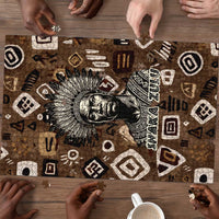 Shaka Zulu Puzzle Monochrome Portrait Zulu Kingdom Heritage Unconquered Spirit Warrior Legacy Theme - Wonder Print Shop