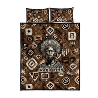 Shaka Zulu Quilt Bed Set Monochrome Portrait Zulu Kingdom Heritage Unconquered Spirit Warrior Legacy Theme - Wonder Print Shop