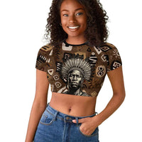 Shaka Zulu Raglan Cropped T shirt Monochrome Portrait Zulu Kingdom Heritage Unconquered Spirit Warrior Legacy Theme - Wonder Print Shop