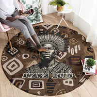 Shaka Zulu Round Carpet Monochrome Portrait Zulu Kingdom Heritage Unconquered Spirit Warrior Legacy Theme - Wonder Print Shop