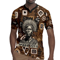 Shaka Zulu Rugby Jersey Monochrome Portrait Zulu Kingdom Heritage Unconquered Spirit Warrior Legacy Theme - Wonder Print Shop