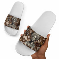 Shaka Zulu Slide Sandals Monochrome Portrait Zulu Kingdom Heritage Unconquered Spirit Warrior Legacy Theme - Wonder Print Shop