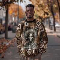 Shaka Zulu Sweatshirt Monochrome Portrait Zulu Kingdom Heritage Unconquered Spirit Warrior Legacy Theme - Wonder Print Shop