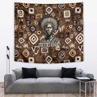 Shaka Zulu Tapestry Monochrome Portrait Zulu Kingdom Heritage Unconquered Spirit Warrior Legacy Theme - Wonder Print Shop